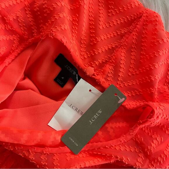 New J. Crew Swiss Dot Orange Cap Sleeve Fit & Flare Dress 4 - Picture 6 of 9